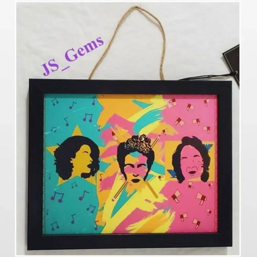 New Wall Art Picture Hispanic Females Bold Multi Colored Framed Women NWT